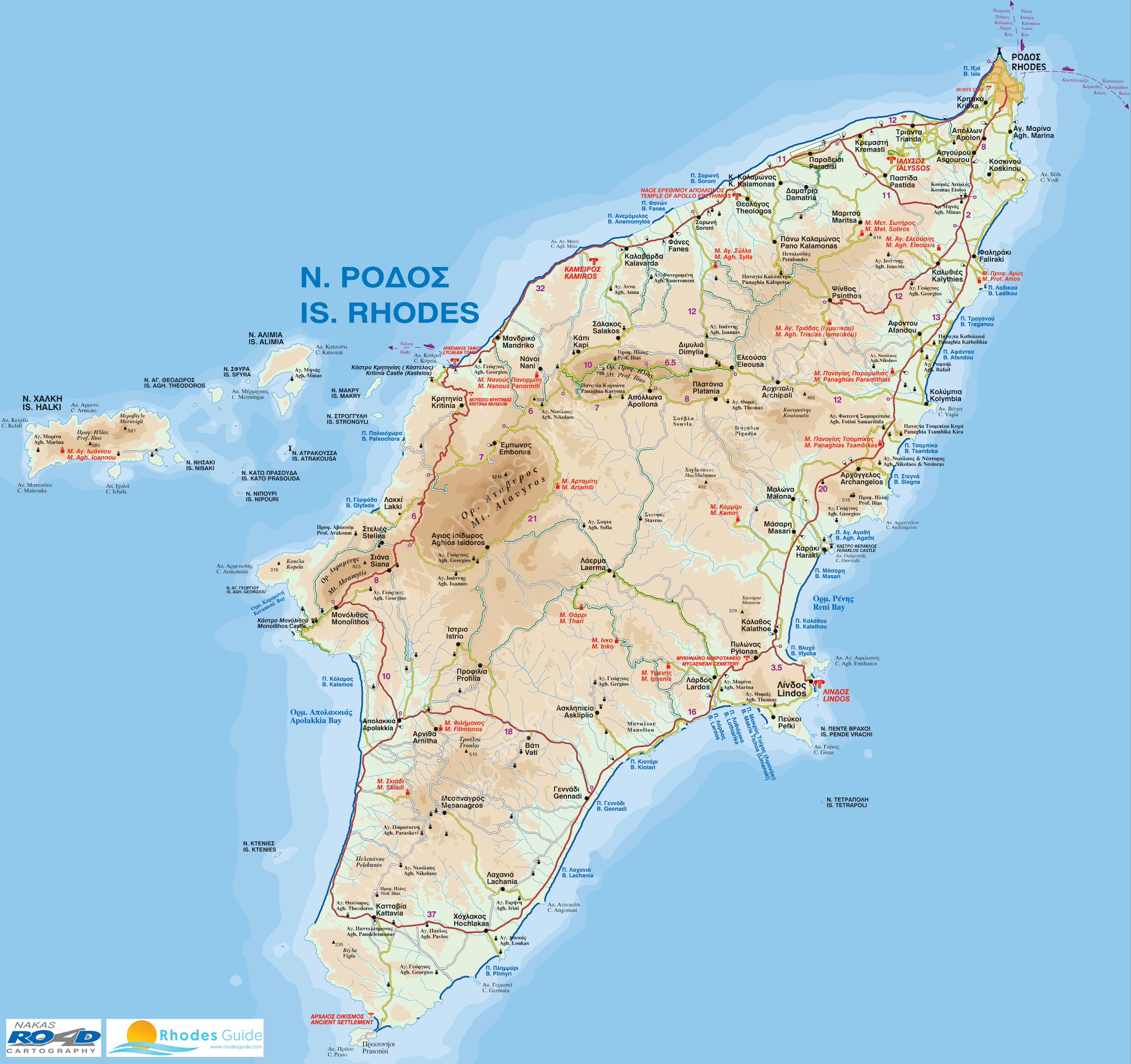 rhodes tourist map